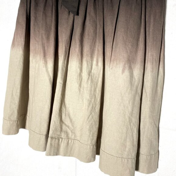 Effeti Moda Brown Tan Ombre Pleated Linen Skirt 4 - Picture 15 of 16